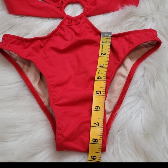 Booty by Brabants Brazilian Red cutouts one piece cheeky high-waist swim wear Lg - Picture 5 of 16